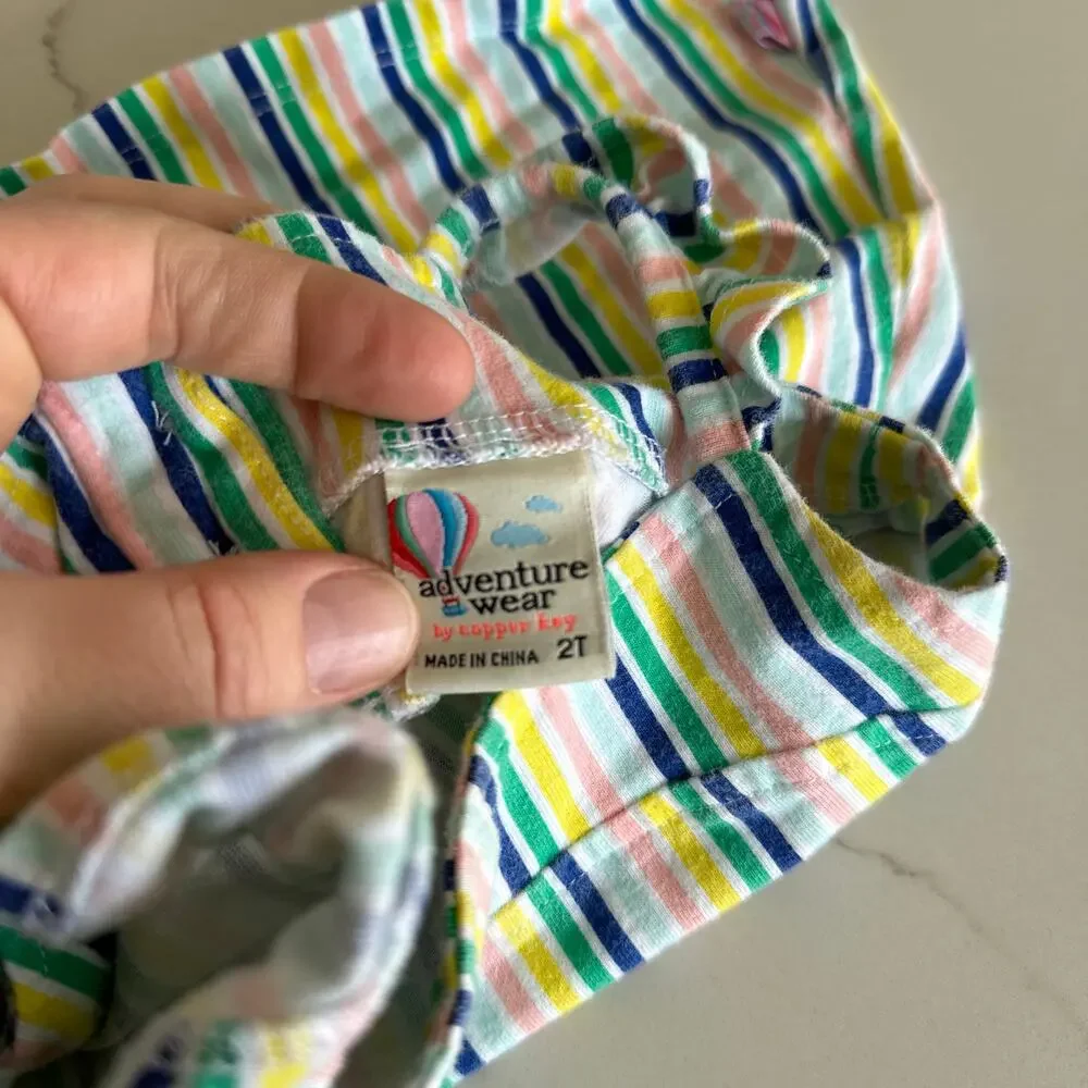 Copper Ley Adventure Wear Rainbow Striped Tank Top - Size 2T - Buttons